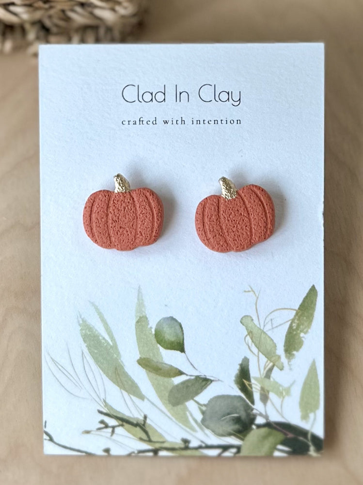 Clad in Clay - Pumpkin Earrings