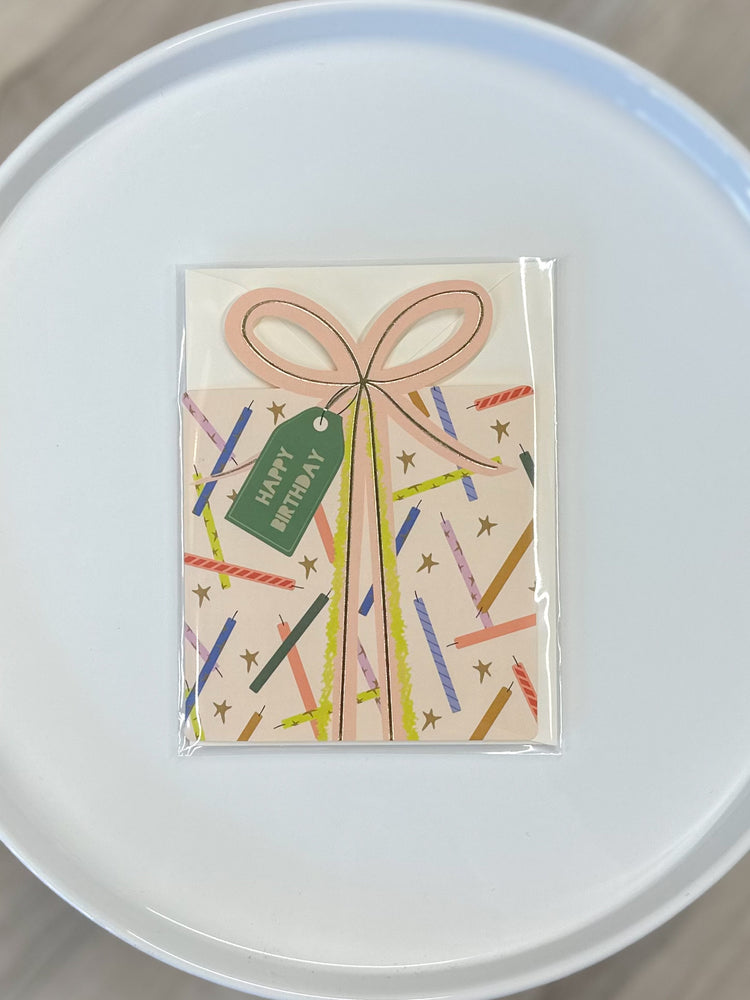 Birthday Present & Star Candles Card