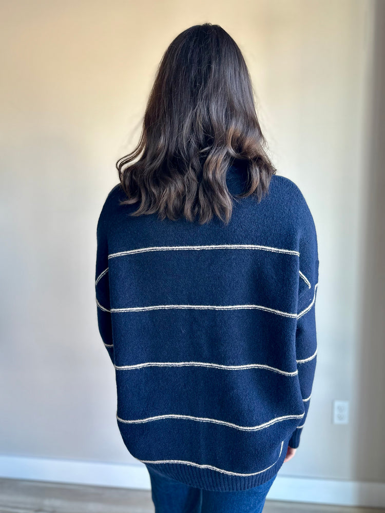 Vivienne Striped Crewneck Sweater - Navy