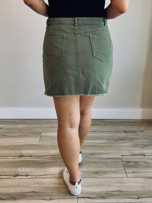Destiny Button Down Skirt - Olive