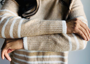 Amanda Relaxed Striped Sweater - Beige