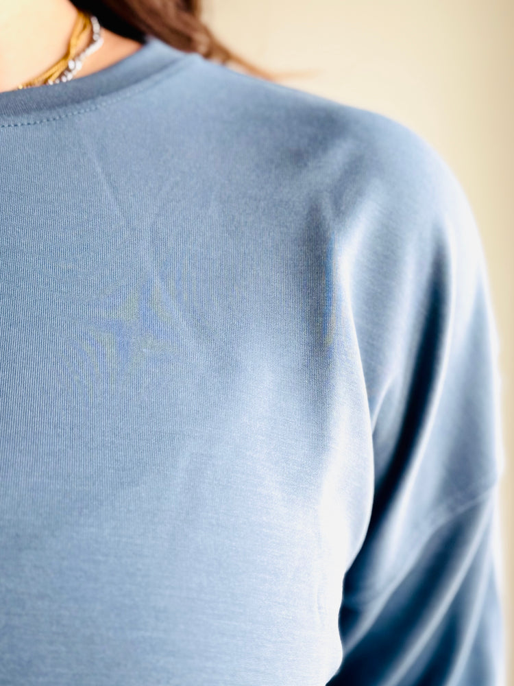 Scarlet Drop Shoulder Crewneck - Blue