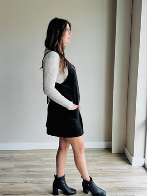 Sophie Corduroy Overall Dress - Black