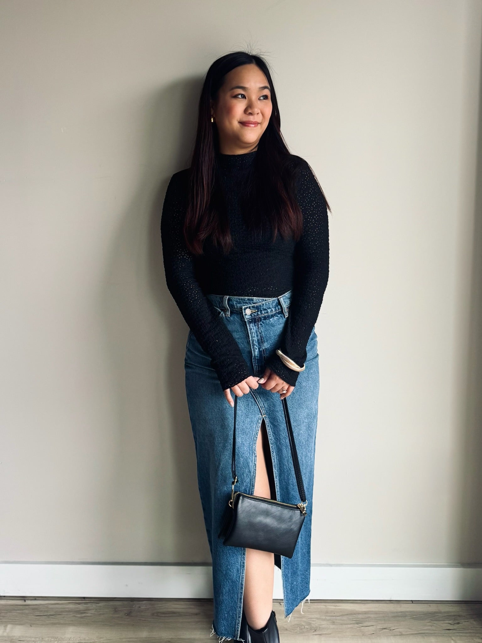 Junie Criss Cross Long Denim Skirt – 27 West