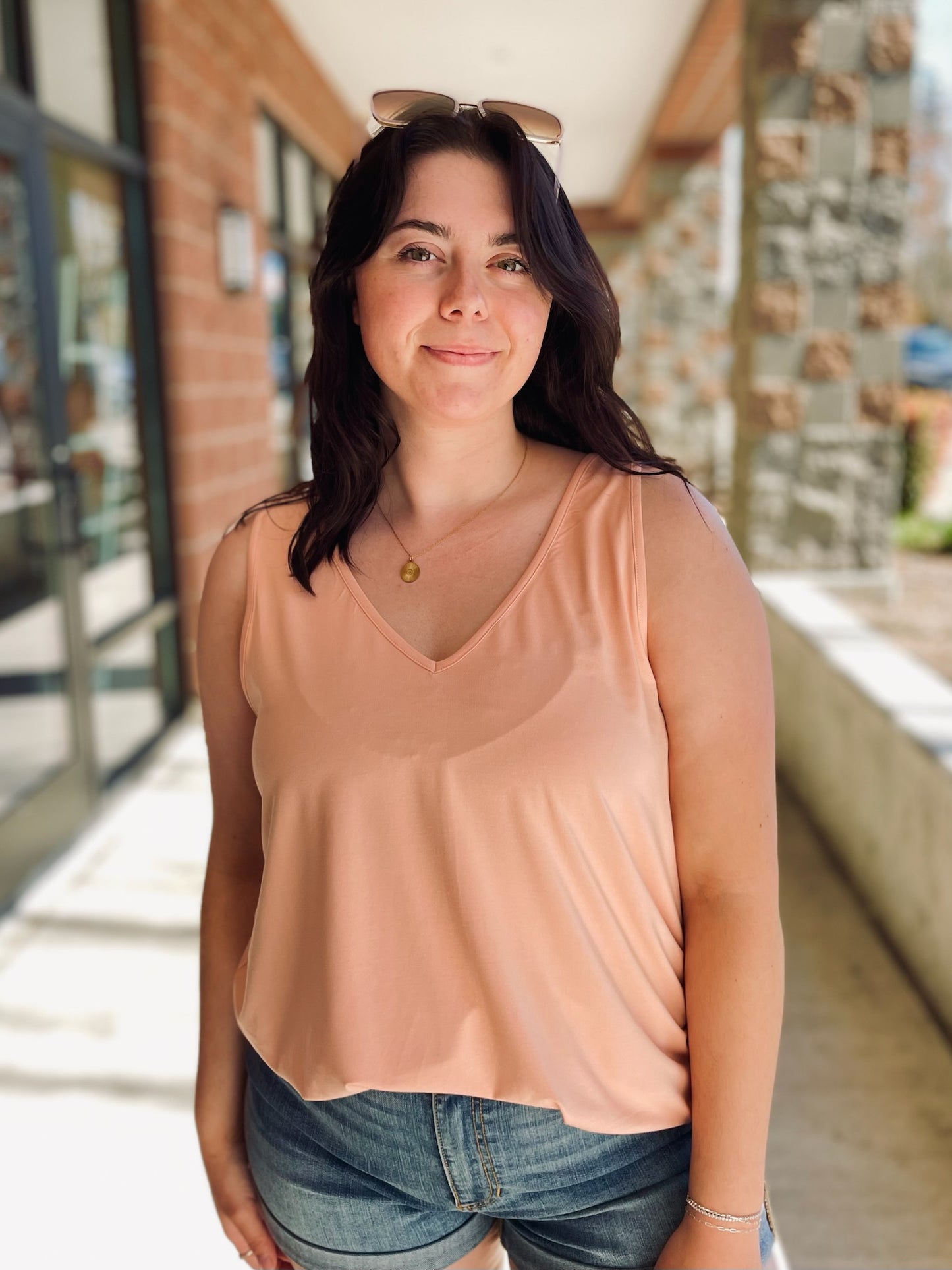 Esme Flowy Tank Top - Peach - 27 West