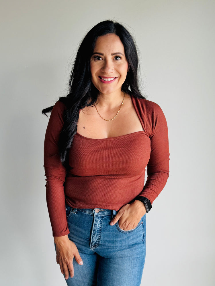 Caroline Ribbed Long Sleeve Top