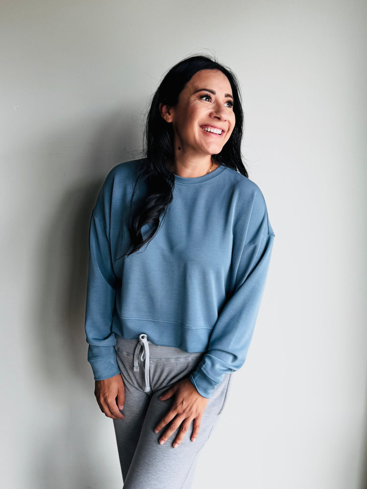 Scarlet Drop Shoulder Crewneck - Blue