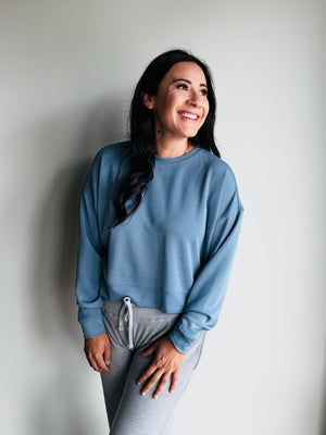 Scarlet Drop Shoulder Crewneck - Blue