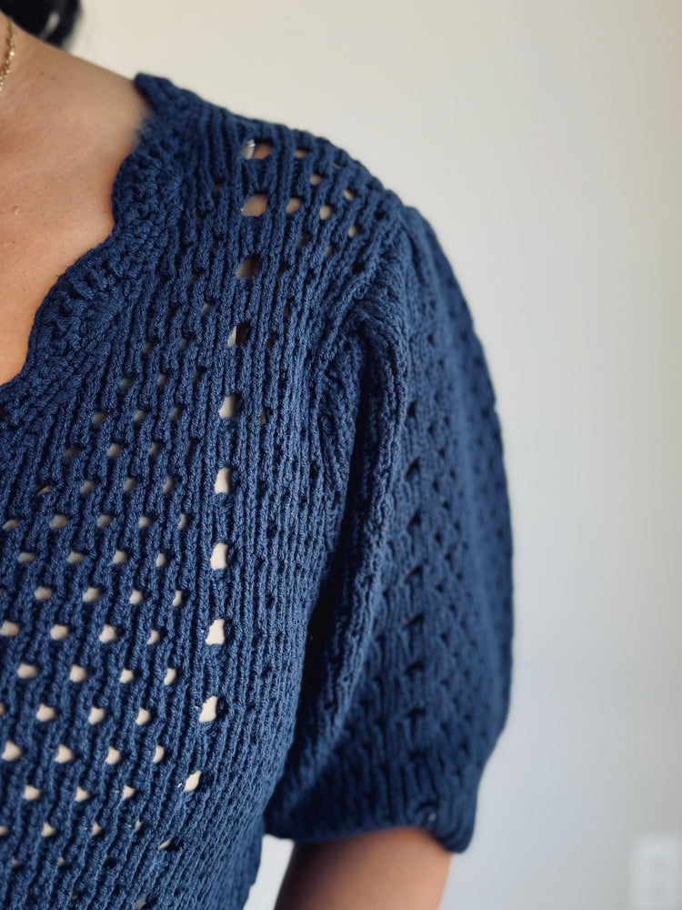 Jocelyn Scalloped Cardigan - Navy
