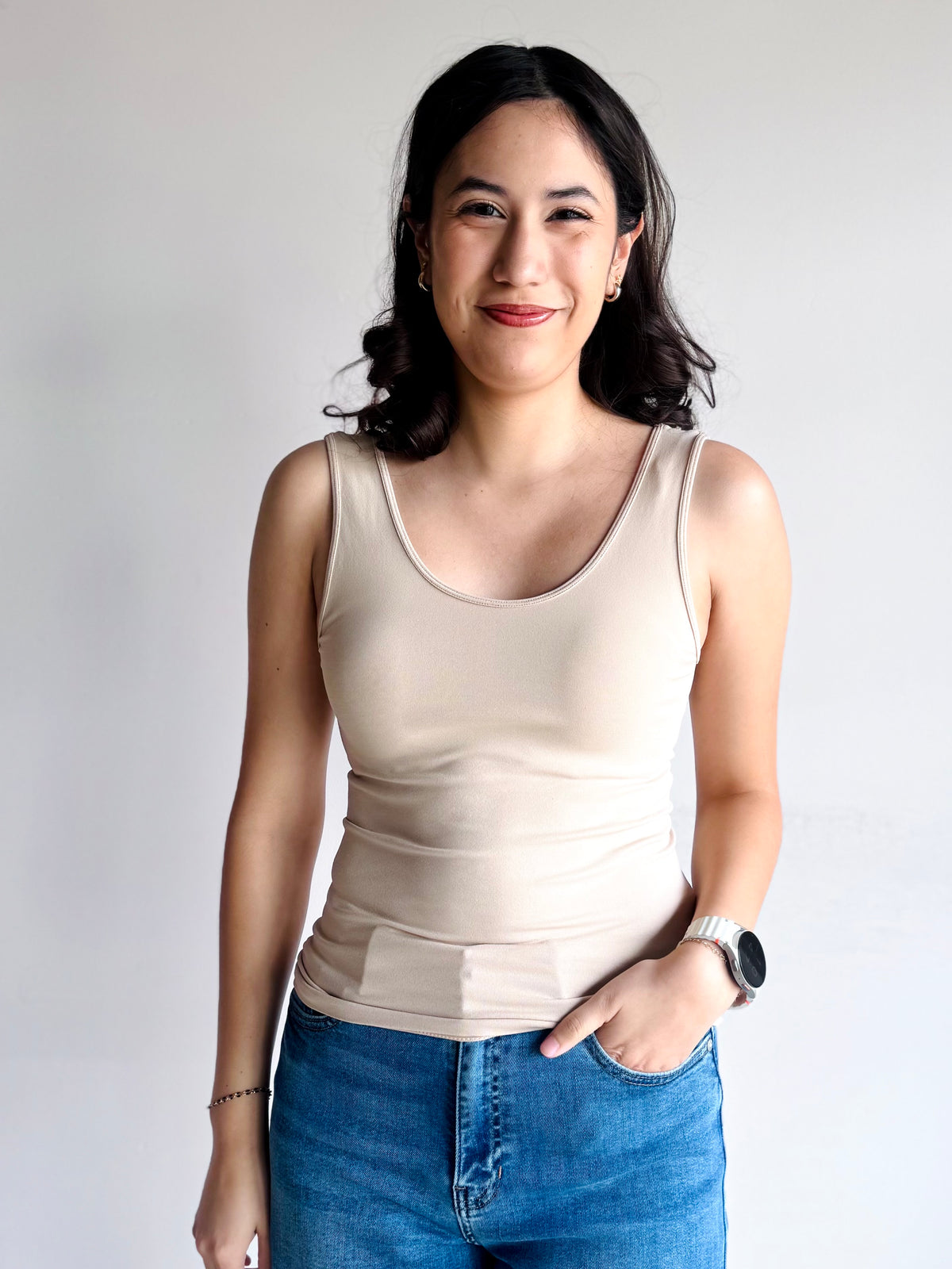 Julia Seamless Reversible Tank Top - Latte - 27 West