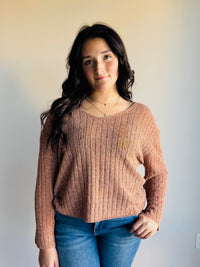 Ava Solid Striped V-Neck Sweater