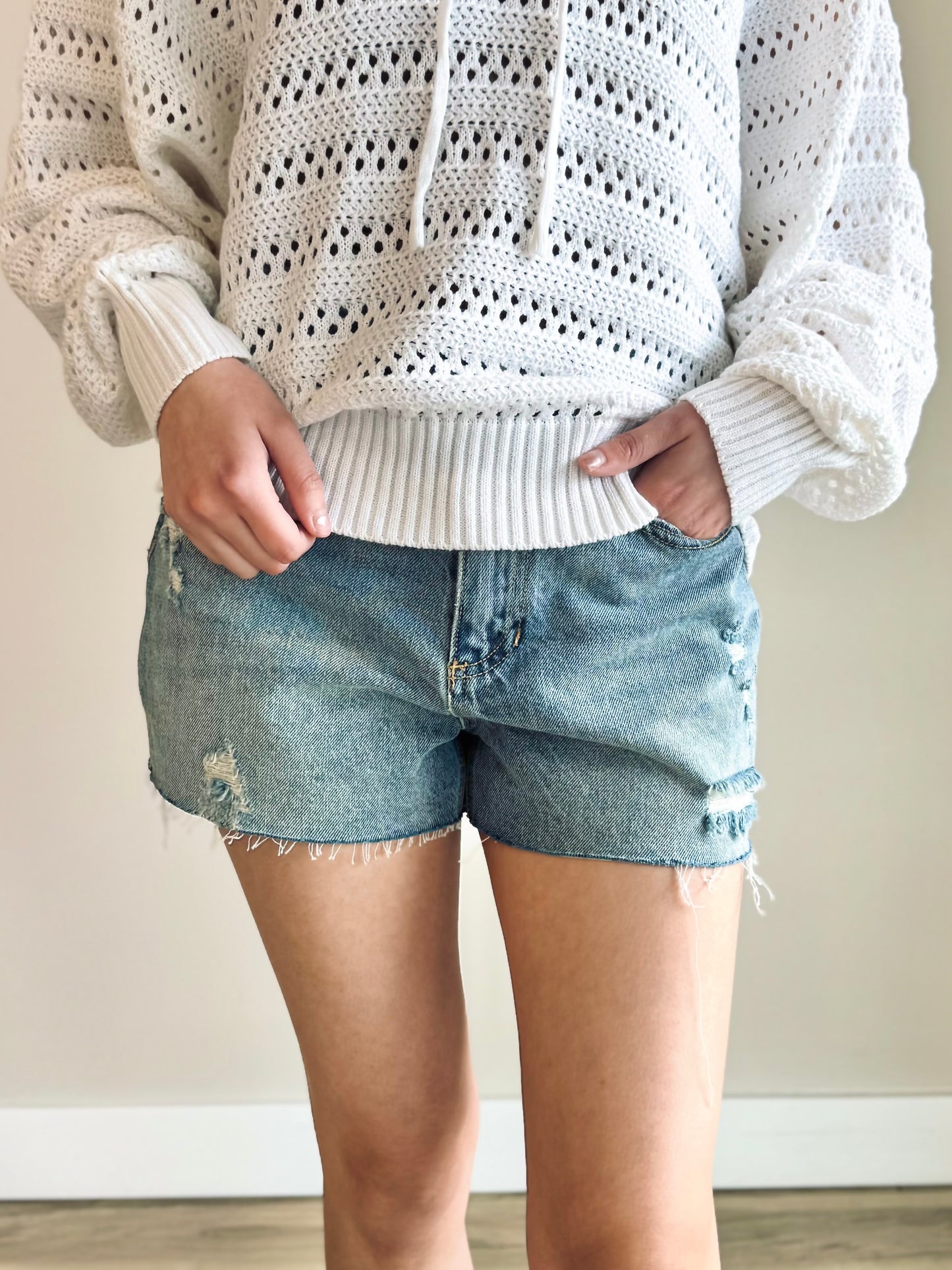 Brittany High Rise  Raw Hem Denim Shorts - 27 West