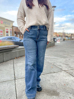 Nina High Waisted Wide Leg Denim