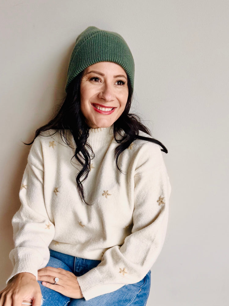 Winter Front Fold Detail Ribbed Knit Beanie