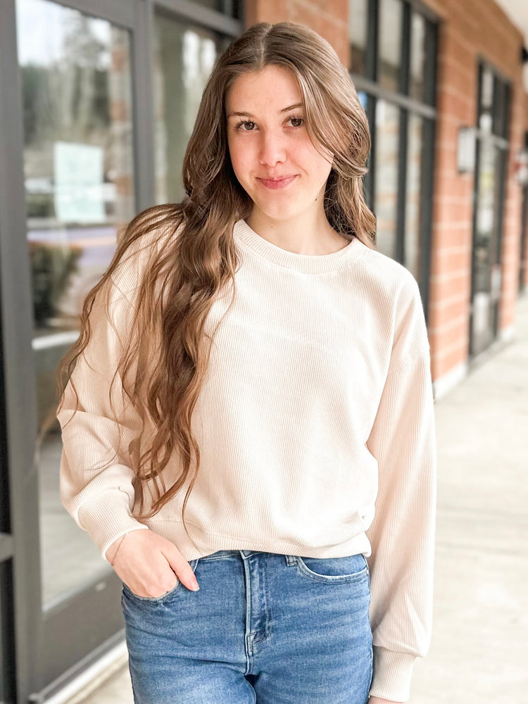 
            
                Load image into Gallery viewer, Ada Corduroy Pullover - Ivory
            
        