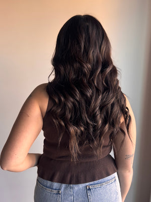Kaycie Peplum Tank Top - Espresso