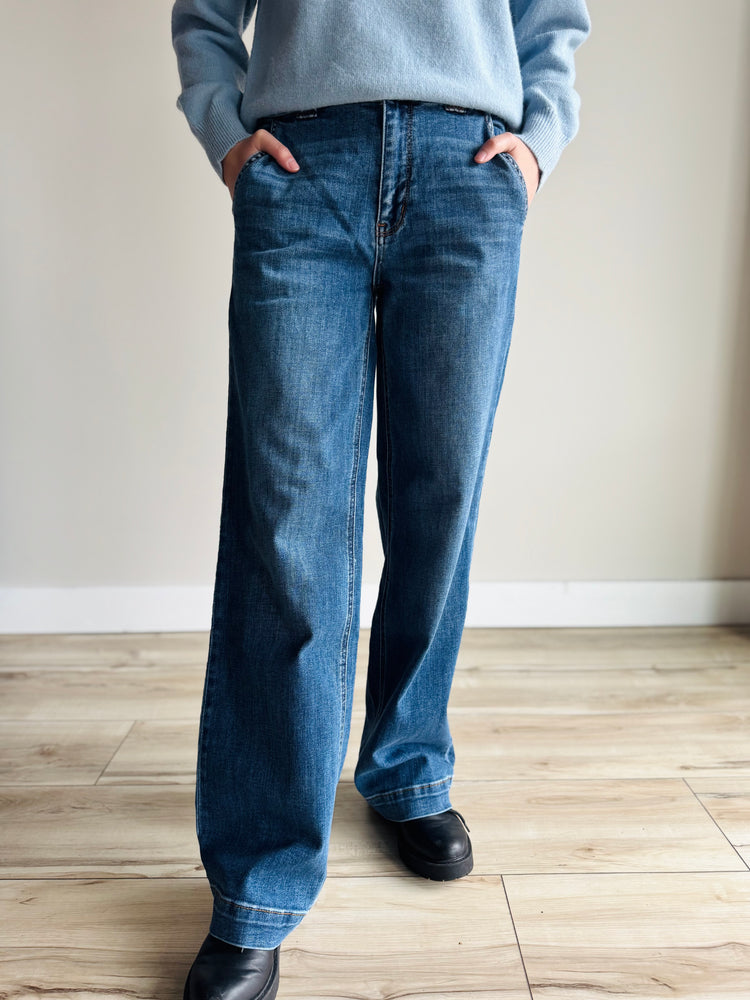 Nina High Waisted Wide Leg Denim