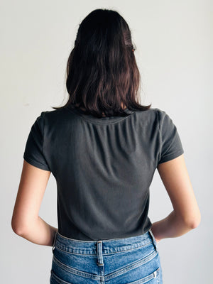 Gabby Scoop Neck Top - Charcoal