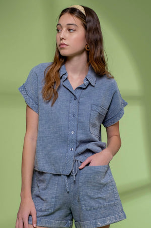 Clara Washed Button Up Shirt