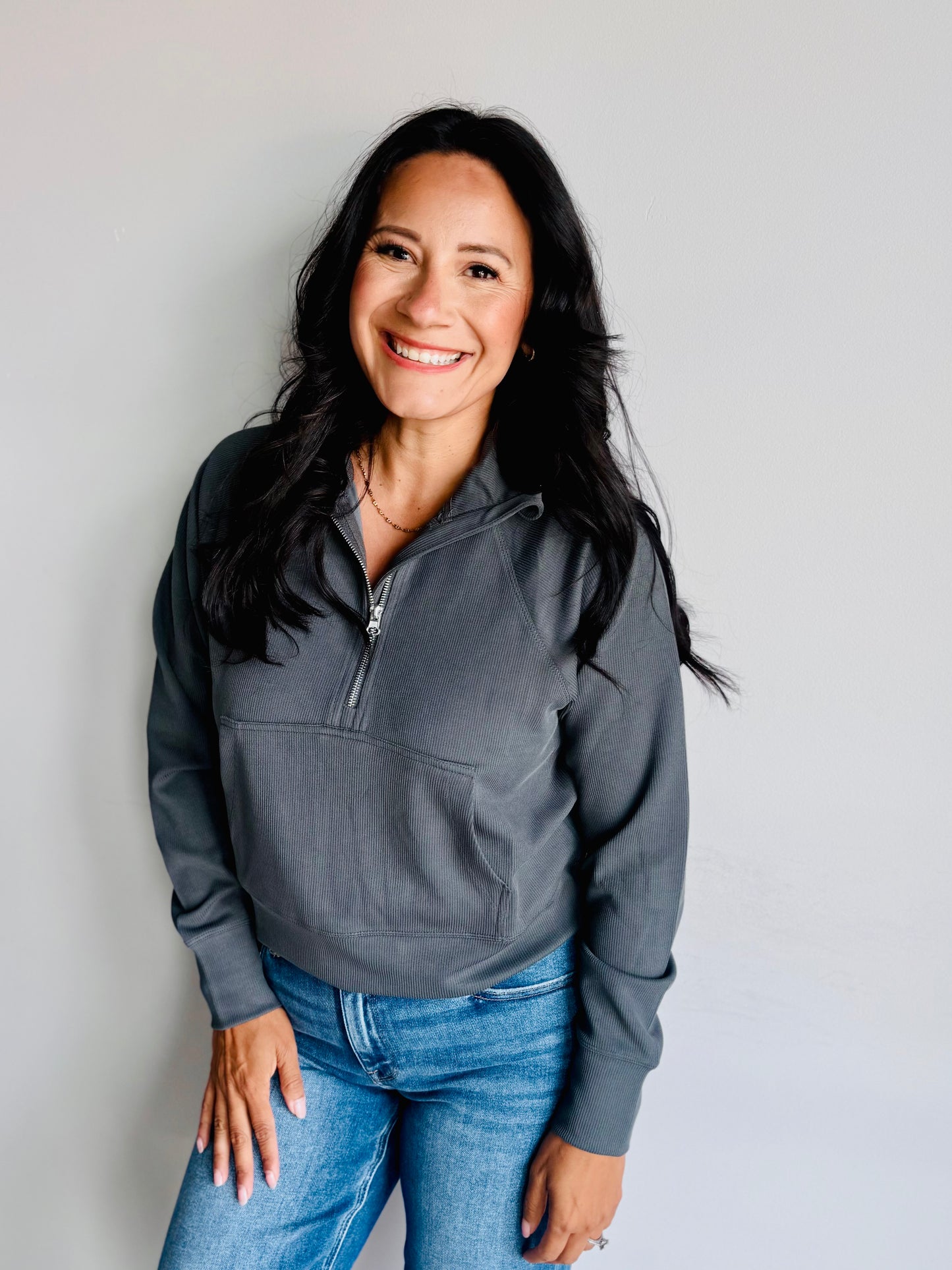 Odette Sand Washed Ribbed 1/4 Zip Sweater - 27 West