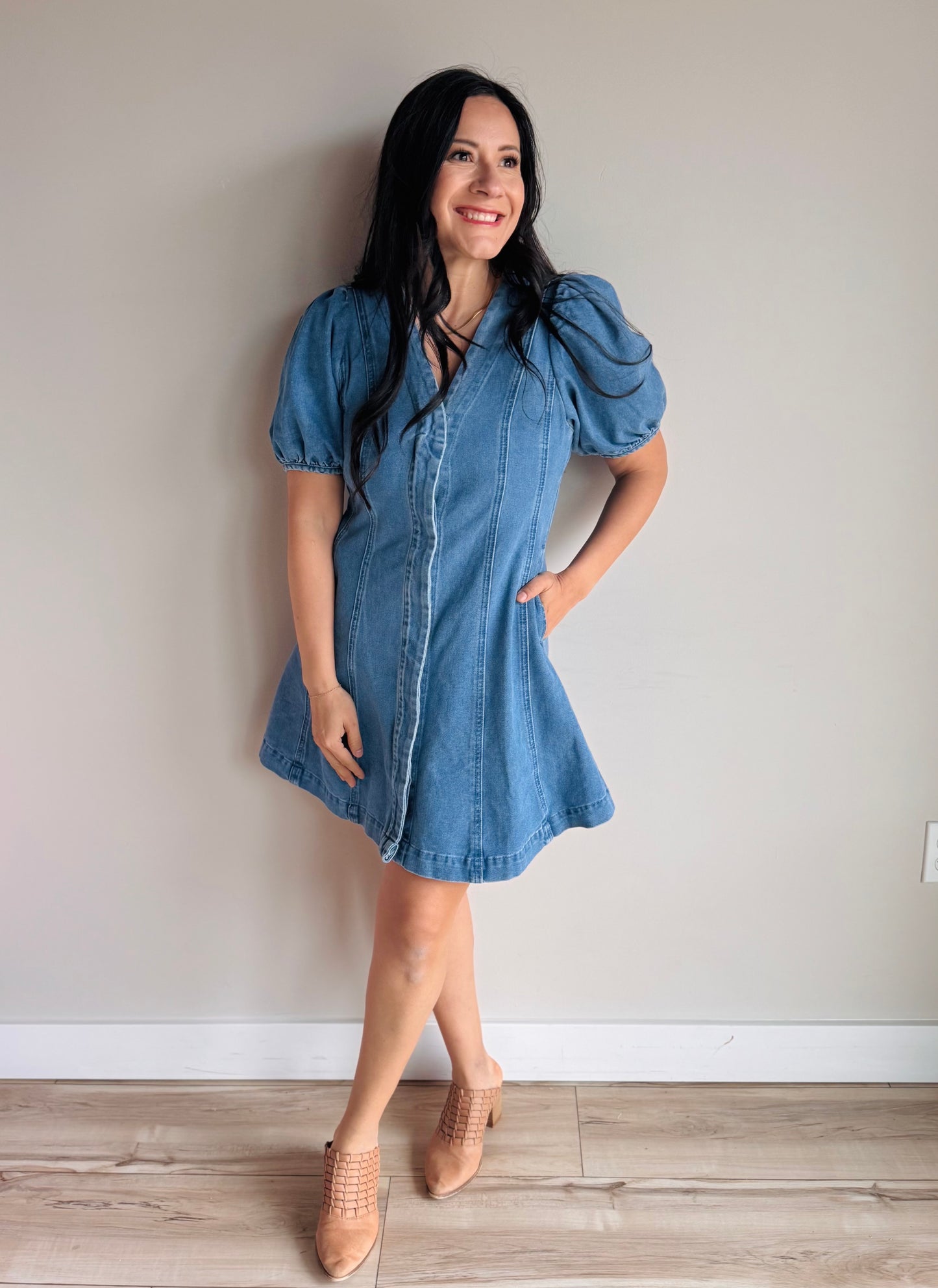 Raimey Button Down Denim Dress - 27 West