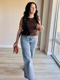 Kaycie Peplum Tank Top - Espresso