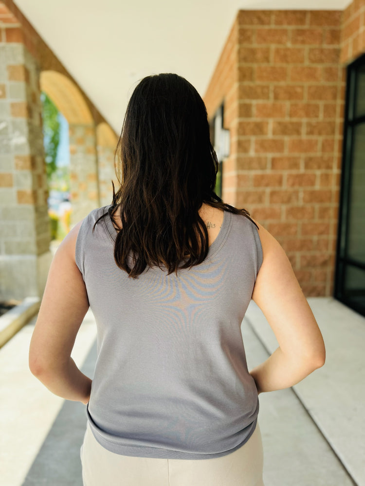 Sydney Scoop Neck Tank Top - Slate Blue