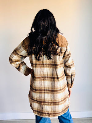 Natalie Sherpa Contrast Long Shacket