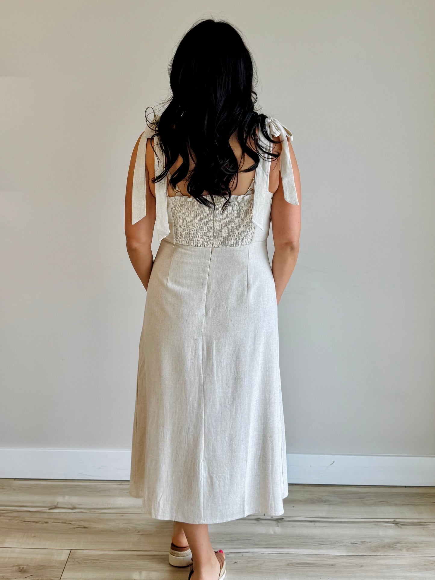 tie shoulder midi dress Brandy Tie Shoulder Midi Dress