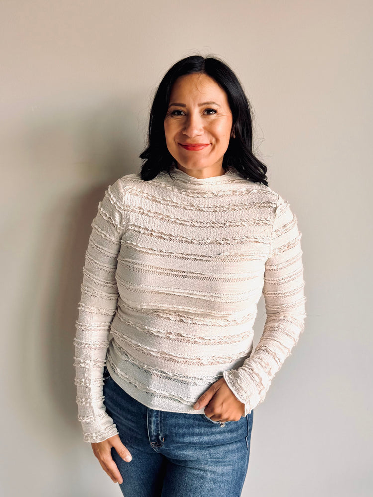 Mia Mock Neck Ruffled Top