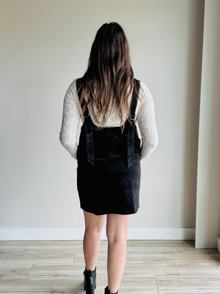 Sophie Corduroy Overall Dress - Black