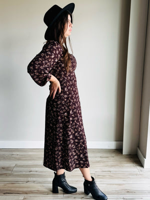 Hailey Long Sleeve Floral Midi Dress