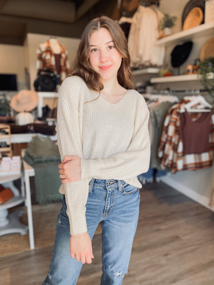 Lynn Wide V-Neck Sweater - Ivory