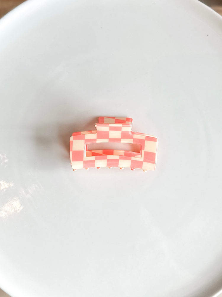 Pink Checker Claw Clip