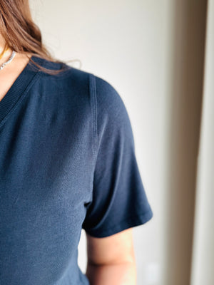 Silas Basic V-Neck Shirt - Navy