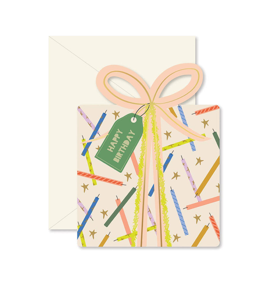 Birthday Present & Star Candles Card