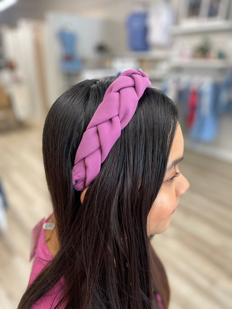 Chunky Braided Headband - Berry