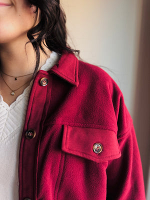 Josie Red Fleece Shacket