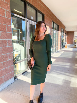 Alice Sweetheart Midi Dress- Hunter Green