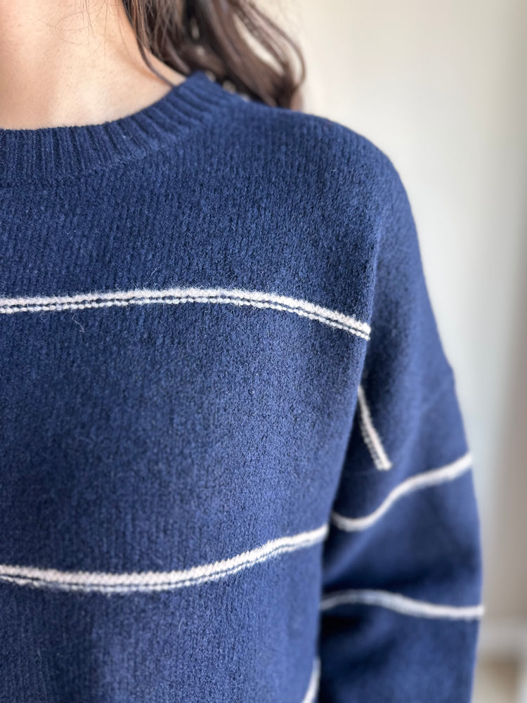 Vivienne Striped Crewneck Sweater - Navy