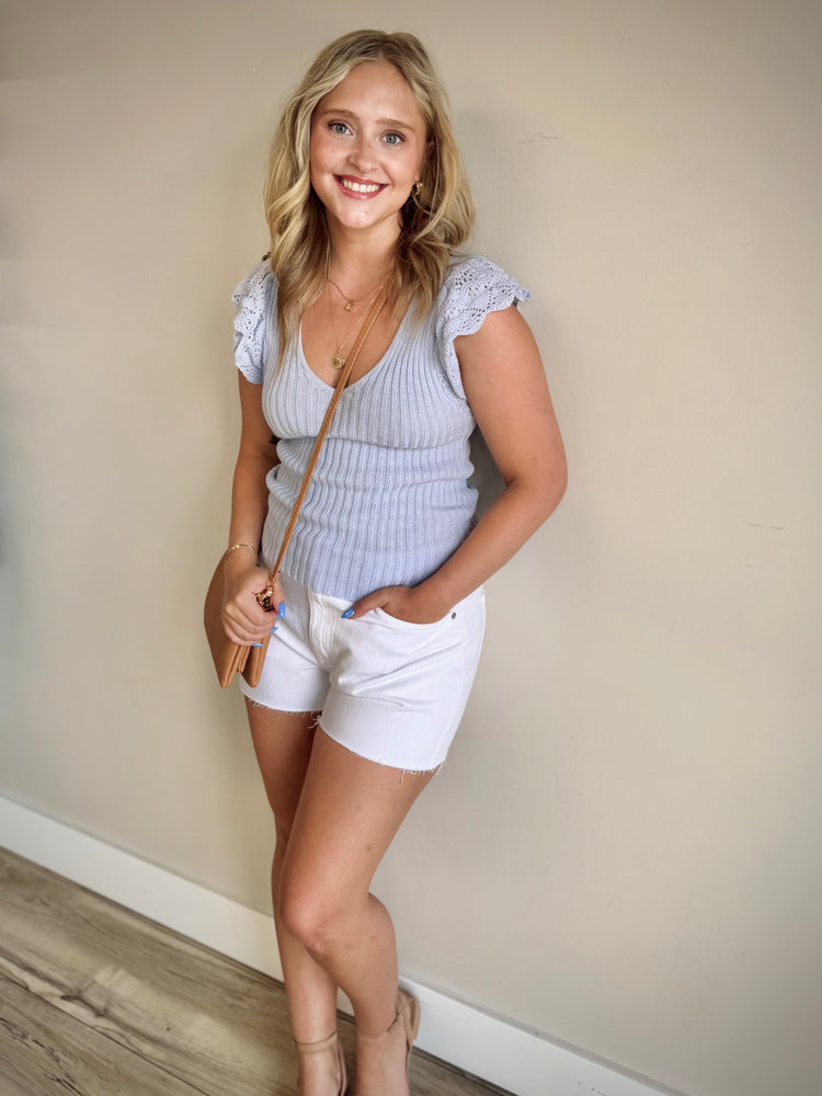 Brielle Crochet Sleeve Sweater Top