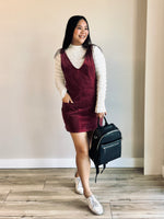 Sophie Corduroy Overall Dress - Raspberry