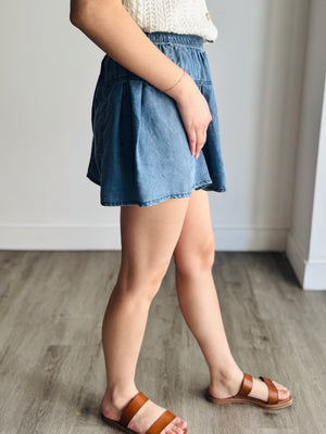Justine Pintuck Wide-Leg Shorts