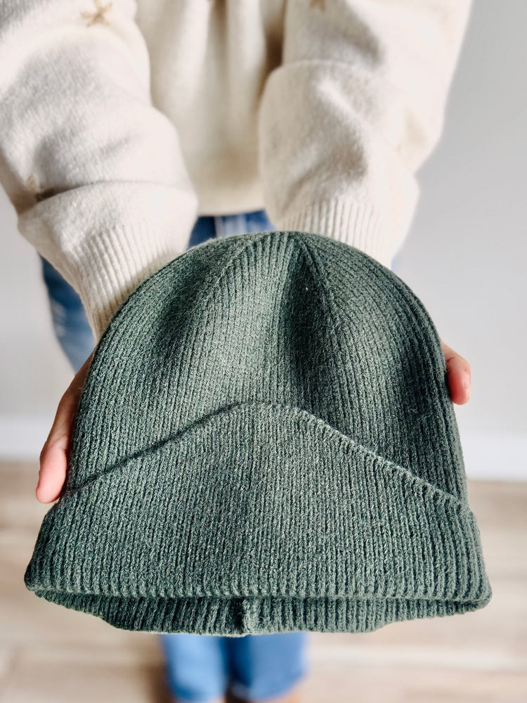 Winter Front Fold Detail Ribbed Knit Beanie