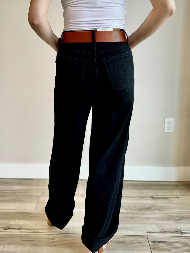 Asher High Rise Cuffed Wide Leg Denim