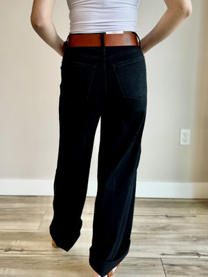 Asher High Rise Cuffed Wide Leg Denim