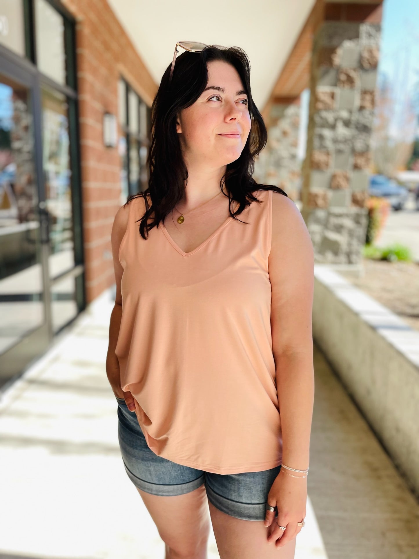 Esme Flowy Tank Top - Peach - 27 West