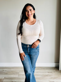 Jill Long Sleeve Textured Bodysuit