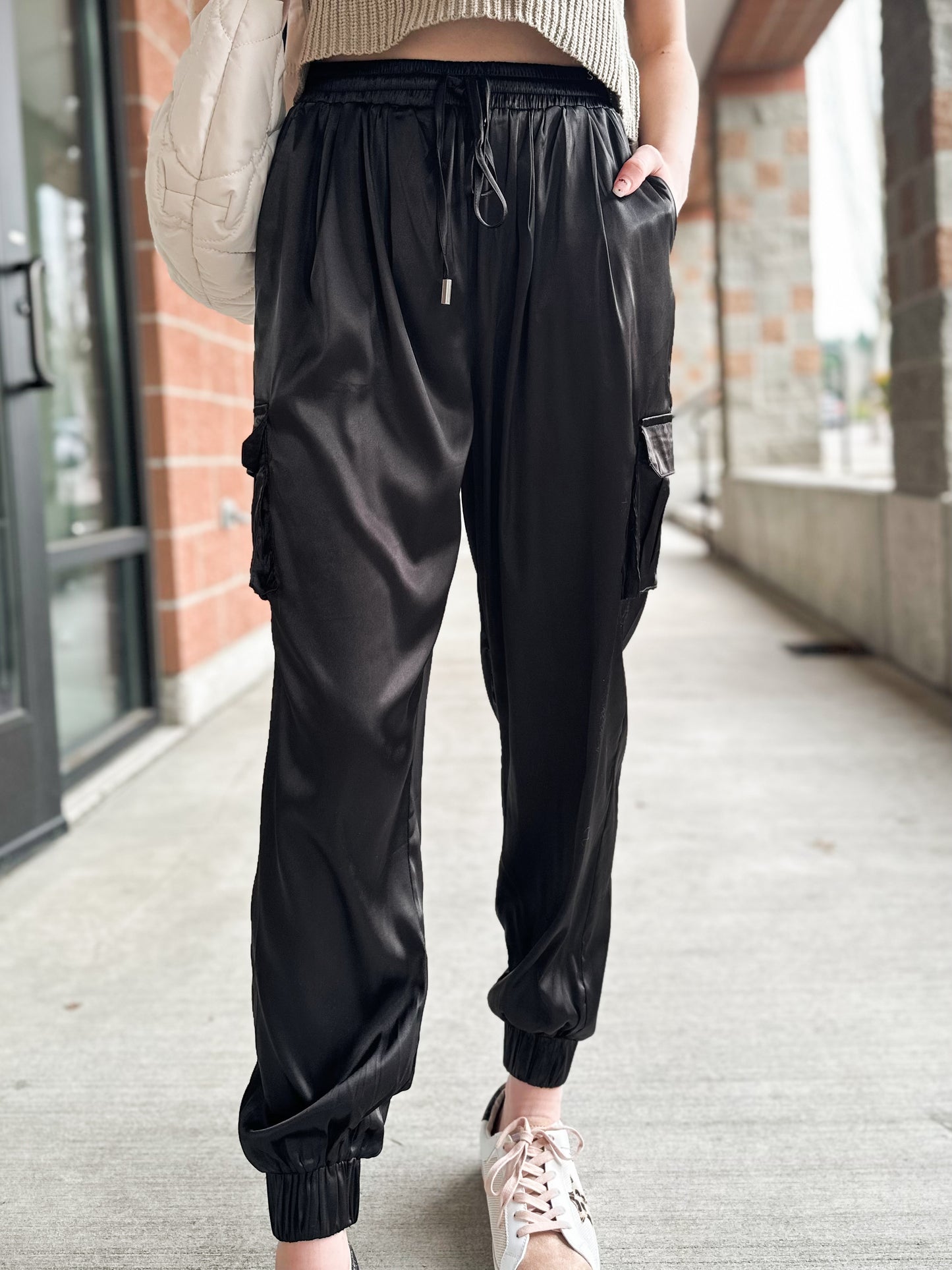 Breanna Satin Cargo Joggers - 27 West