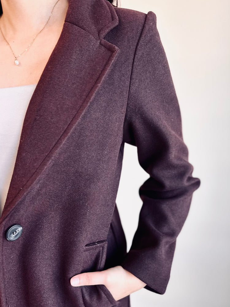 Bailey Long Peacoat - Wine